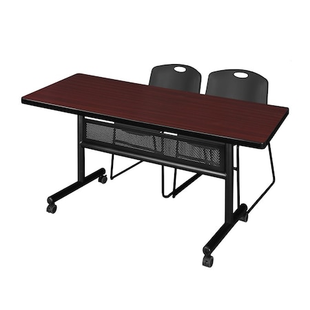 Kobe Rectangle FlipTop Table, 60" W, 29" H, Laminate Top, Mahogany MKFTM6030MH44BK